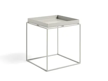 HAY - TRAY TABLE M WARM GRAY - Square steel coffee table with tray by In Stock - view 2